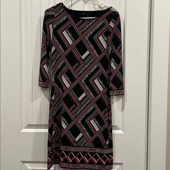 White House Black Market Black and Red Geometric Dress - Picture 2 of 6